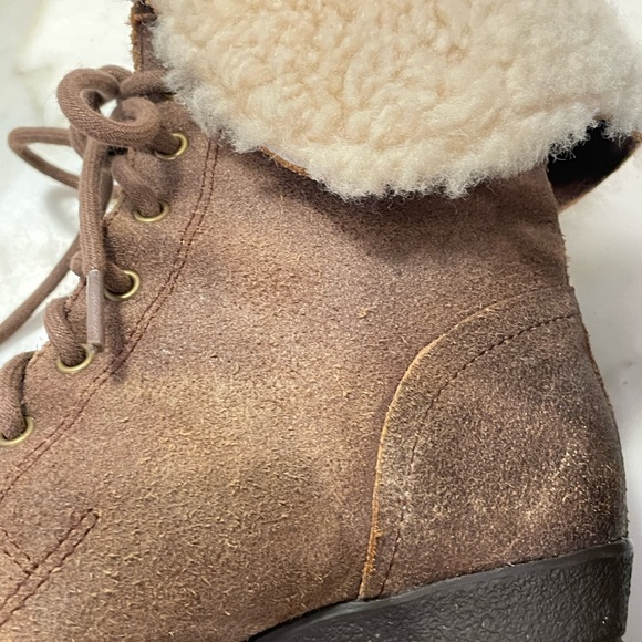 Suede Shearling Ugg Wedges - Picture 6 of 7
